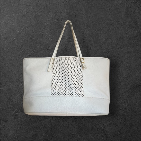 Talbots Handbags - Talbots White Perforated Tote Bag
